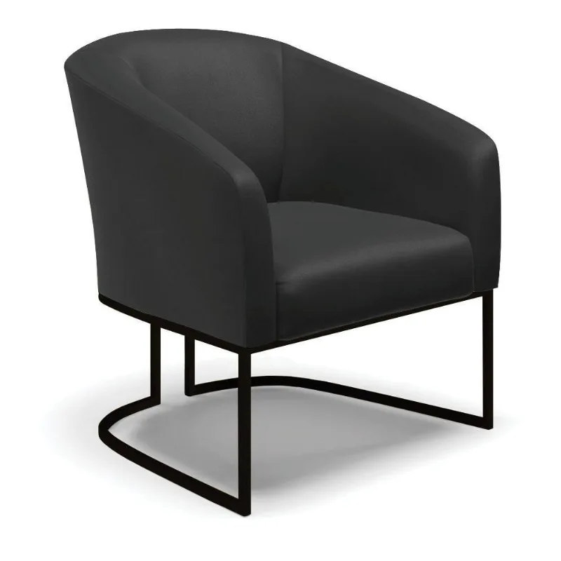 Poltrona Stella Corino Base Industrial Preto - D'Rossi Cor Preto