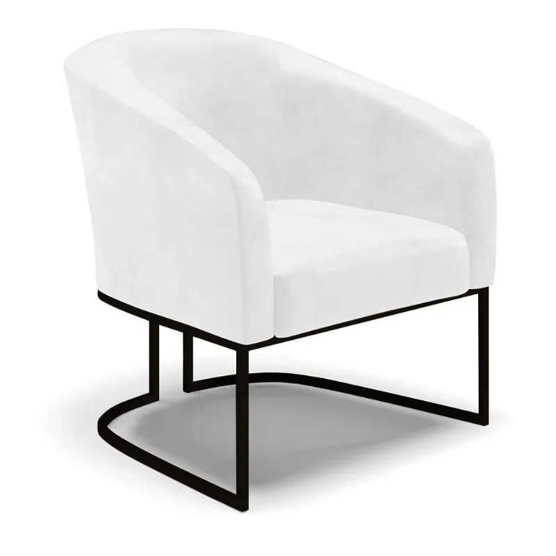 Poltrona Decorativa Industrial Preto Stella Sintético PU D03 - D'Rossi Branco - DRossi