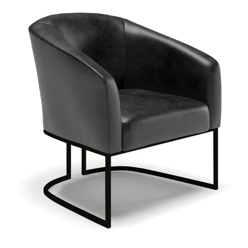 Poltrona Decorativa Industrial Preto Stella Sintético PU D03 - D'Rossi Preto - DRossi