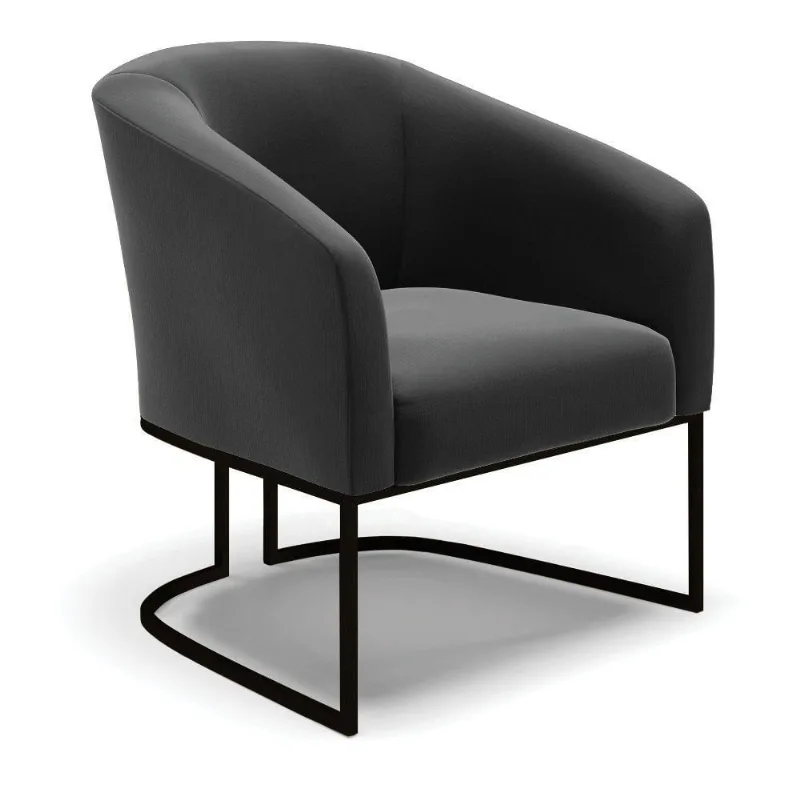 Poltrona Stella Suede Base Industrial Preto - D'Rossi Cor Preto