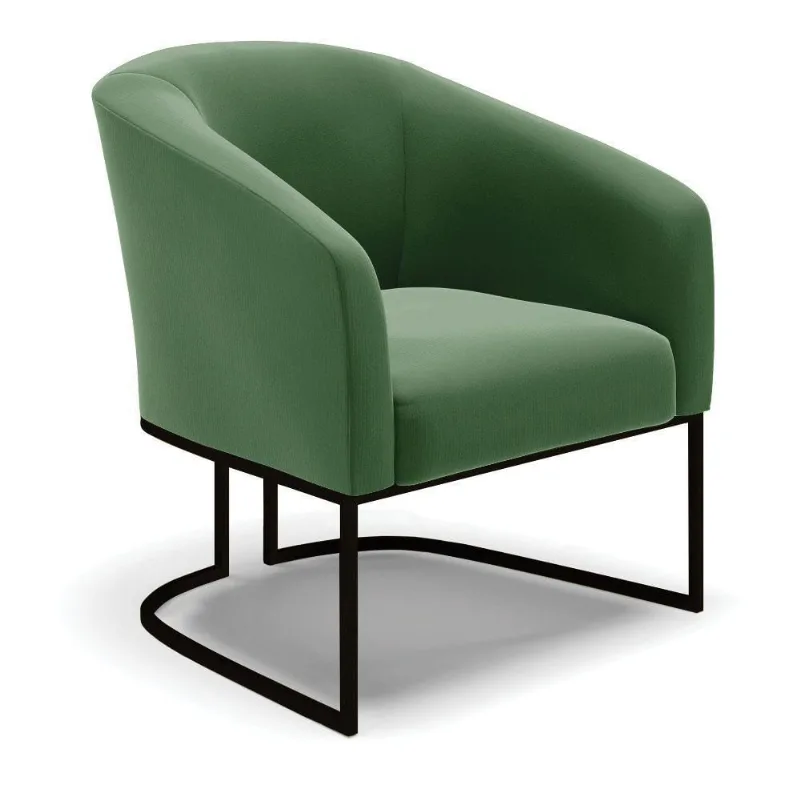 Poltrona Stella Suede Base Industrial Preto - D'Rossi Cor Verde