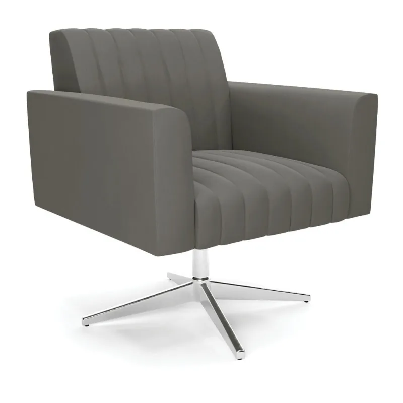 Poltrona Giratória Viena Gomada Suede Grafite Base Cromada - D'Rossi - DRossi