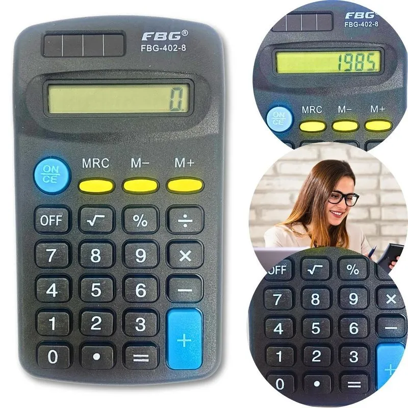 Calculadora De 8 Dígitos Fbg-402-8 Portátil E Prática- Preta