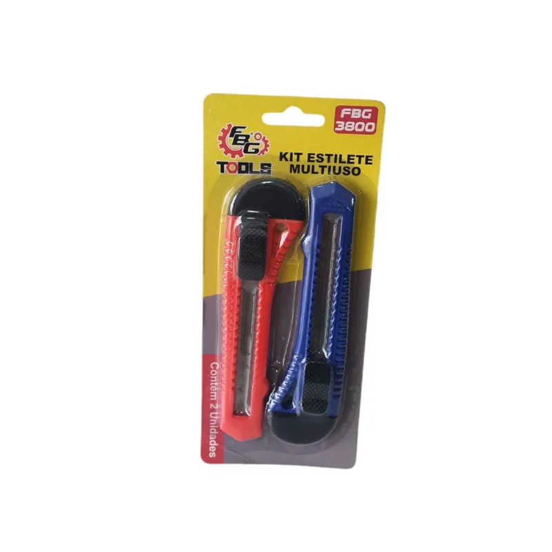 Estilete c/Corpo de Plastico e Lâmina Movel Kit c/2 pçs