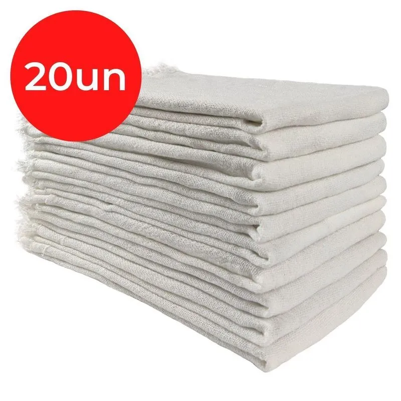 Pano De Chão Branco Saco Alvejado Kit Com 20 Peças