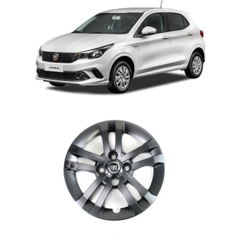 Calota Aro 14 Silver Black Fiat Argo Original