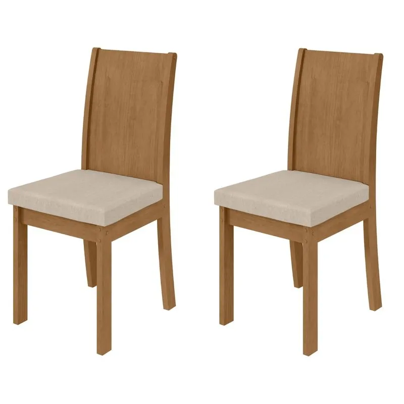 Conjunto 2 Cadeiras Athenas Linho Rinzai Bege Amendoa Clean - Lopas