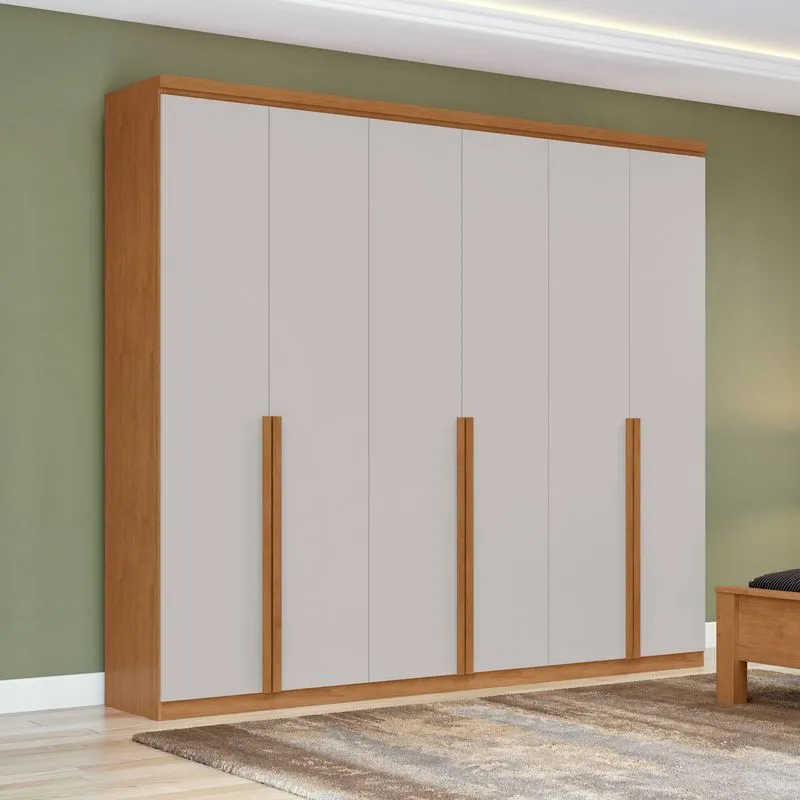 Guarda Roupa Casal 6 Portas 100% MDF Alonzo Amendoa Clean/Off White