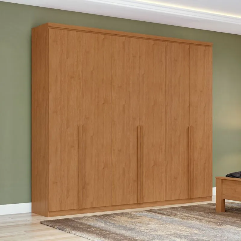 Guarda Roupa Casal 6 Portas 100% MDF Alonzo Amendoa Clean