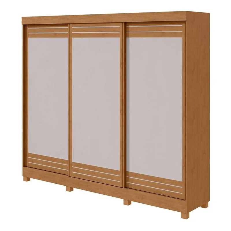 Guarda-Roupa Casal com Pés Nice 3 Portas 6 Gavetas Amêndoa Clean e Off White