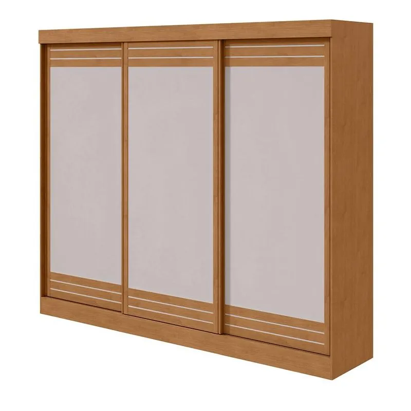Guarda-Roupa Casal Nice 3 Portas 4 Gavetas Amêndoa Clean e Off White