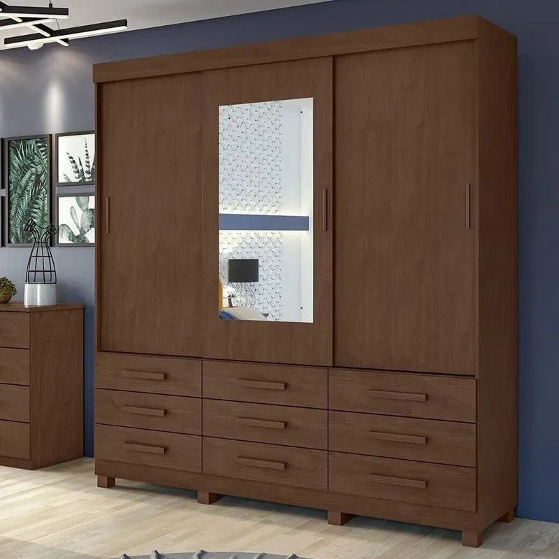 Guarda Roupa Casal 3 Portas Anne Lopas Imbuia Imbuia