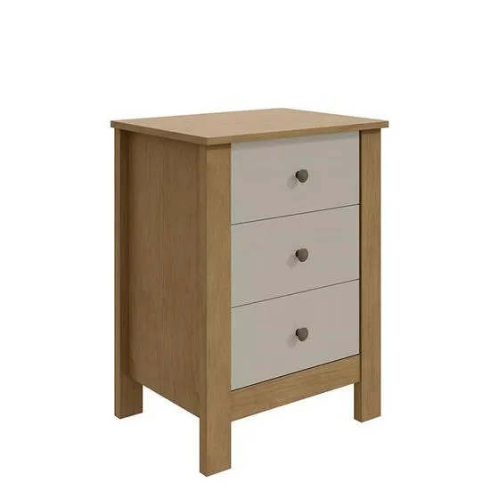 Mesa de Cabeceira 03 Gavetas Maggiore New Amêndoa Clean/Off White - Lopas
