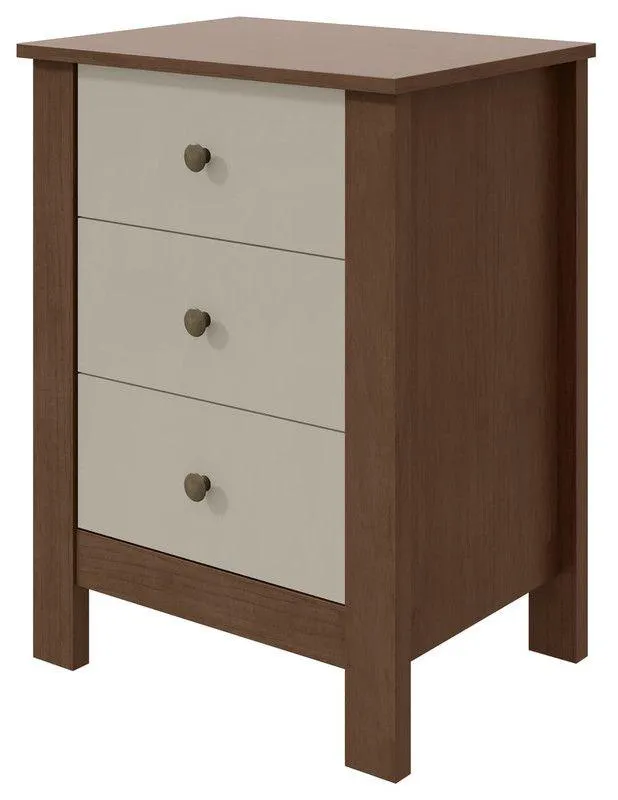 Criado 03 Gavetas Maggiore New Imbuia Clean Off White - Lopas