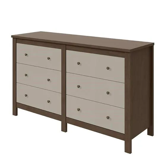 Cômoda Horizontal 06 Gavetas Maggiore New Imbuia Clean/Off White - Lopas