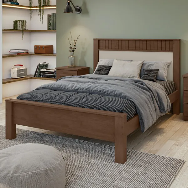 Cama Casal Athenas Plus Imbuia Clean Off White - Lopas