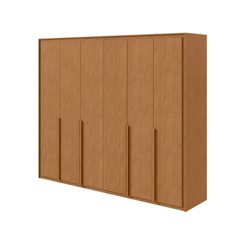 Guarda-Roupa Casal com Espelho Móveis Lopas Imperatore MDF 6 Portas 6 Gavetas Amêndoa