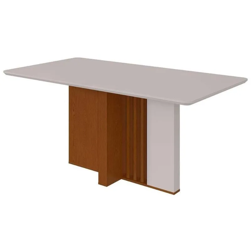 Mesa De Sala Jantar Astrid + Tampo Madeirado Vidro 160x80cm Frassino-off White - Lopas