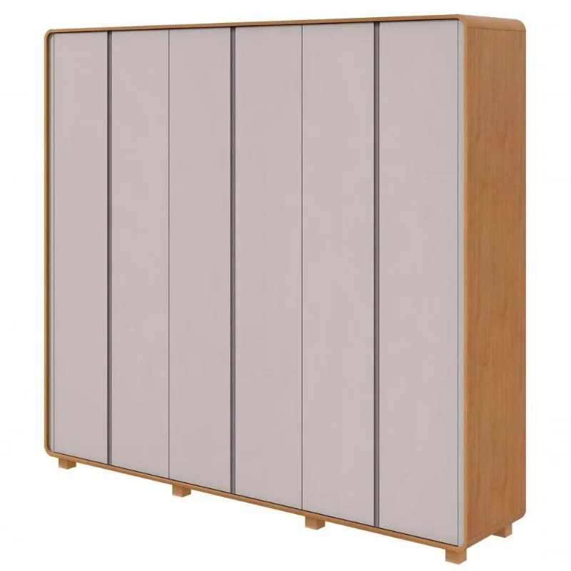 Guarda-roupas Casal Loop 6 Portas Com Pés - Lopas Amendoa Clean/off White