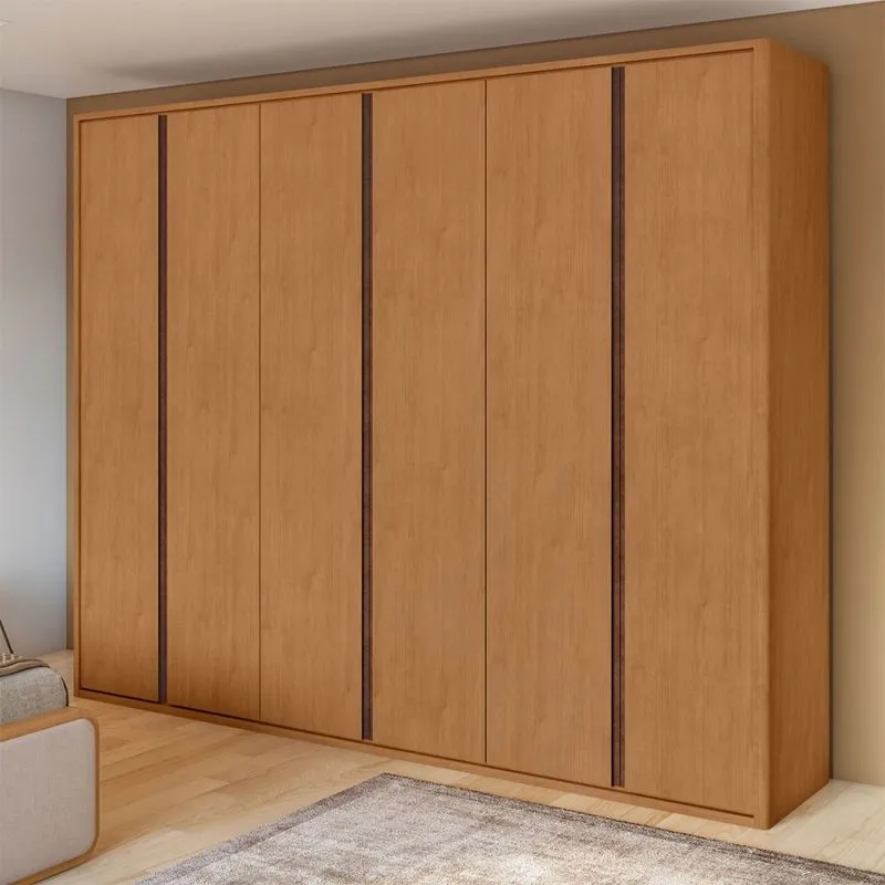 Guarda-Roupa Casal Leder 6 Portas 6 Gavetas Amêndoa Clean 87019.52 - Móveis