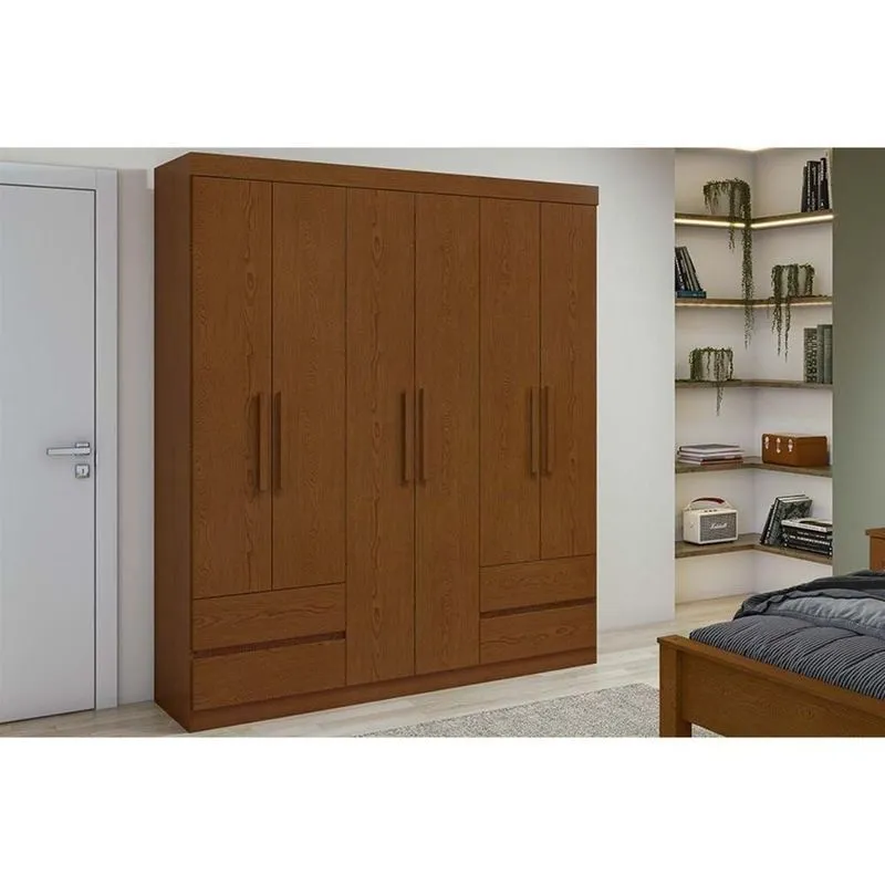 Guarda Roupa Solteiro 6 Portas E 4 Gavetas Zeus Frassino