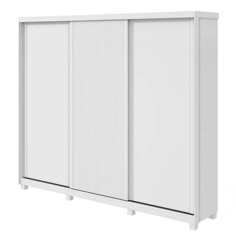 Guarda-roupas Ollie 276cm 3 Portas 6 Gavetas 6 Prateleiras Sem Espelho Com Pés 2gav3 - Lopas Branco