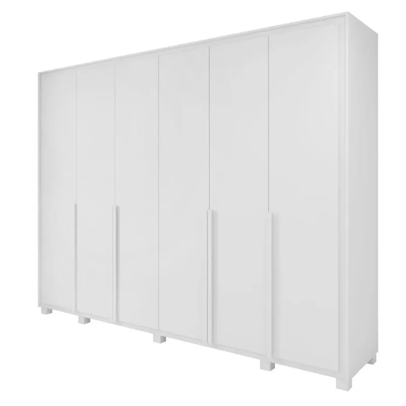 Guarda Roupa Casal Easy Space 6 Portas de Bater 6 Gavetas MDF Branco Móveis Lopas