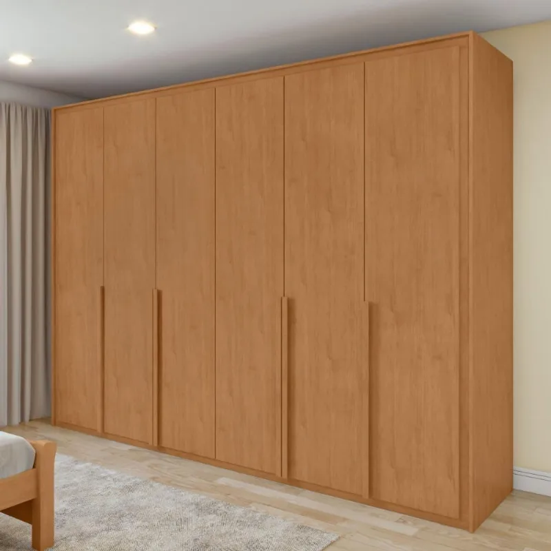 Guarda Roupa Casal Easy Space 6 Portas 6 Gavetas MDF Amendoa Clean Móveis Lopas