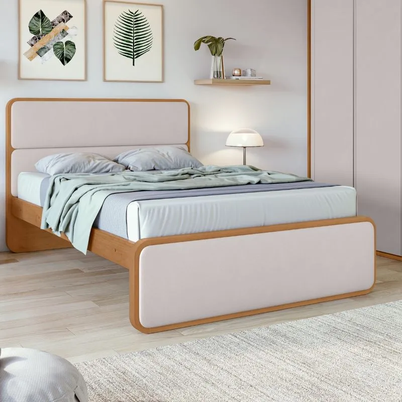Cama Casal 140cm Loop Lopas MDF Estofada Antirruído