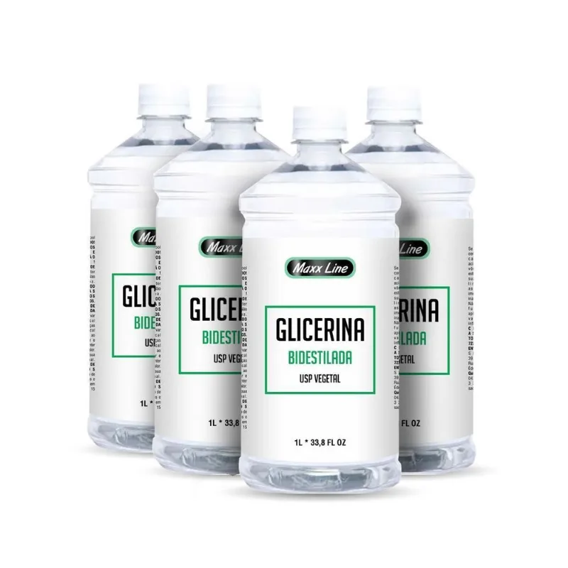 Kit 4x Glicerina Vegetal Bidestilada 1l Fabricação Cosmético