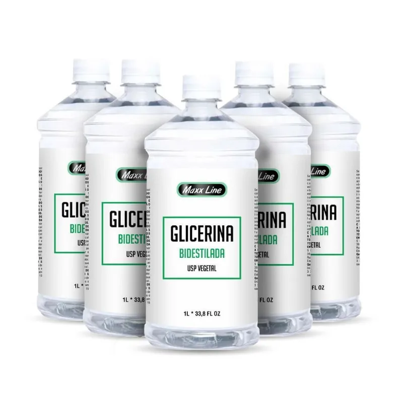 Kit 5x Glicerina Vegetal Bidestilada 1l Fabricação Cosmético