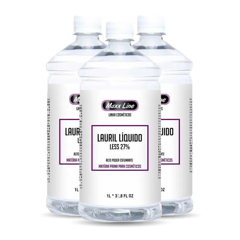 Kit 3x Lauril Líquido 27% 1l Detergente Sabonete Líquido