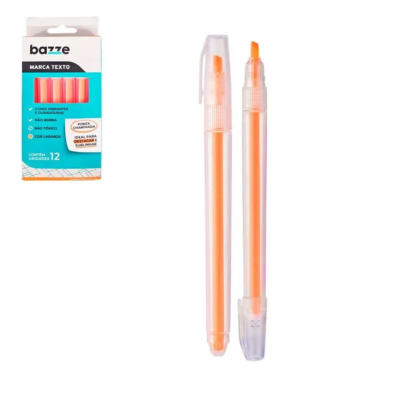 Caneta Marca Texto Laranja 900074 Bazze - 12UN