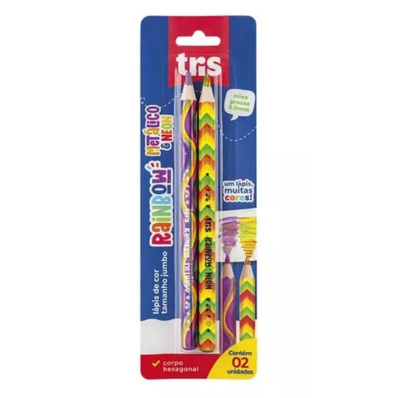 Lápis Tris Rainbow Neon/Metálico 902788 - Ateliê Arte