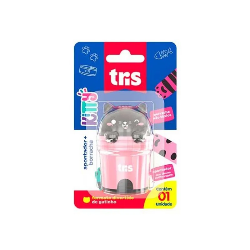 Apontador + Borracha Tris Kitty 1 Peça APONTADOR+BORRACHA TRIS KITTY 1PCS