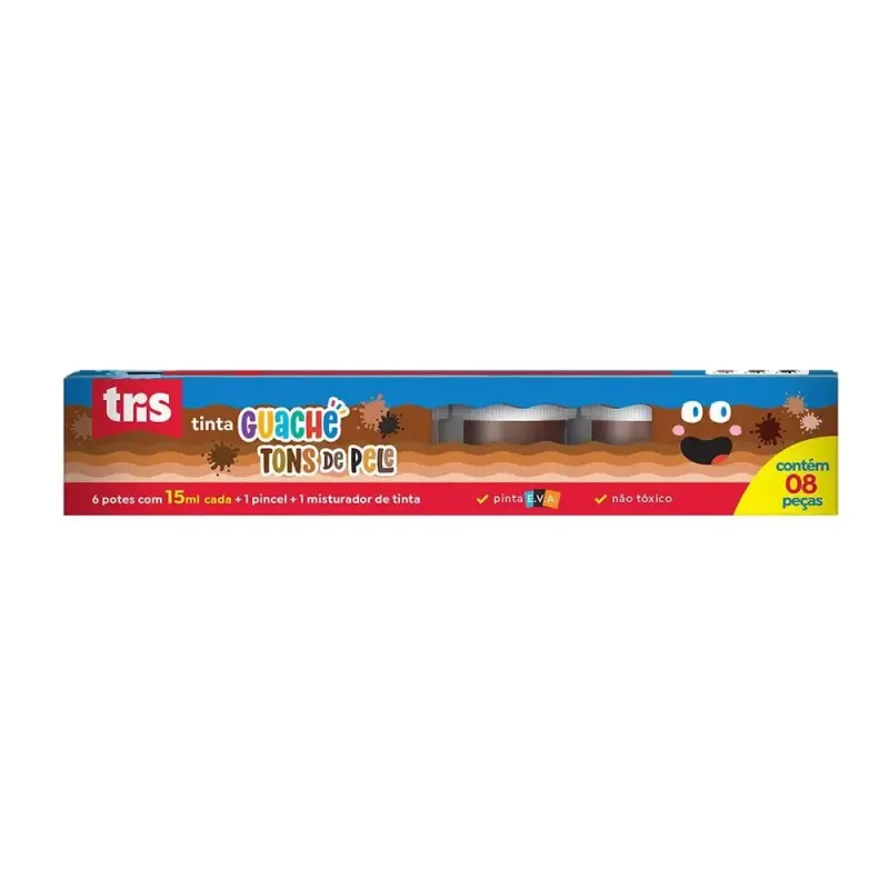 Tinta Guache Escolar 15ml 6 Cores Tons de Pele