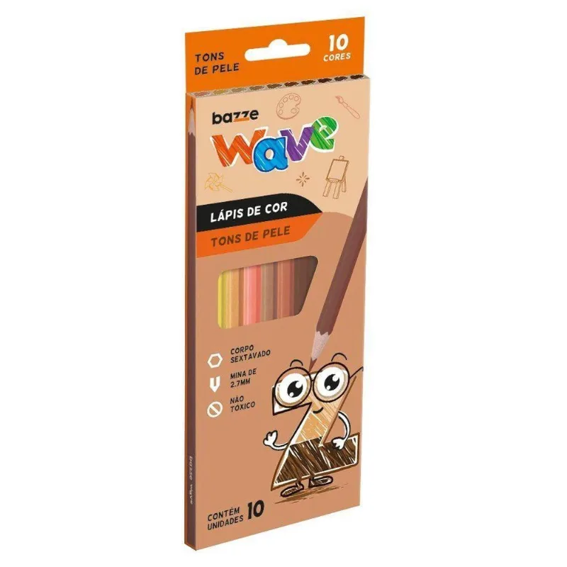 Lápis De Cor Wave Tons De Pele 10 Cores 904669
