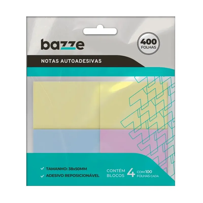 Bloco de Recado Auto Adesivo 38mmx50mm 100 folhas com 4 Unidades