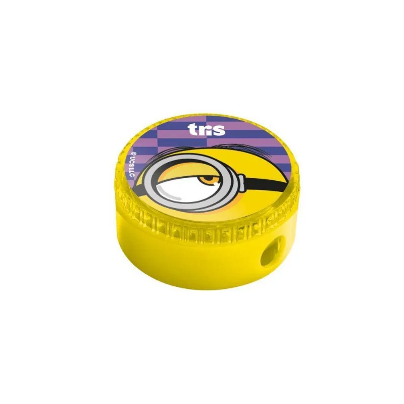 Apontador Com Depósito Tris Minions Tris Roxo Com Lâminas Antiferrugem E Design Temático Roxo