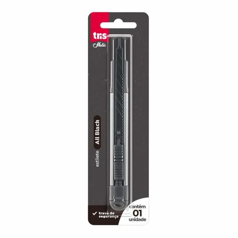 Estilete Retrátil 9mm All Black, Tris
