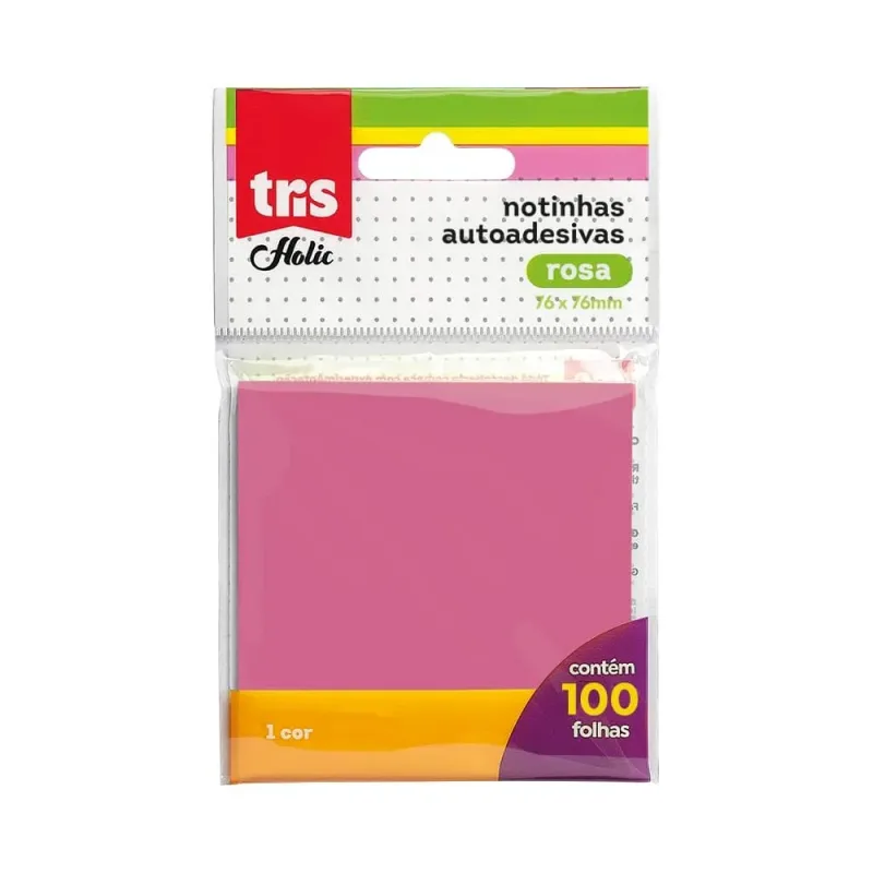 Nota Adesiva Holic 76x76 mm c/ 100 Fls Rosa, Tris
