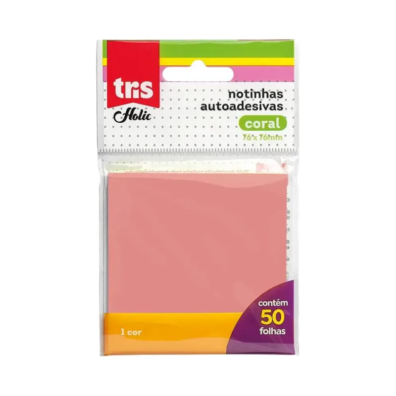 Bloco de Recado Auto Adesivo Coral 76mmx76mm 50 Folhas