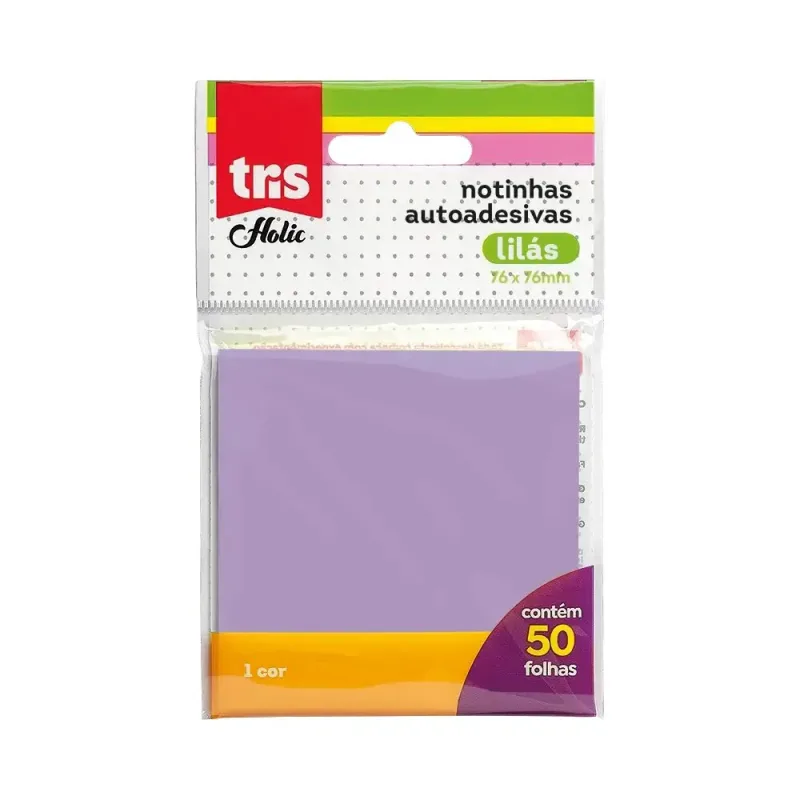Bloco de Recado Auto Adesivo Lilás 76mmx76mm 50 Folhas