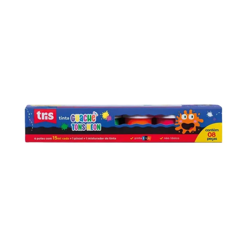 Tinta Guache Escolar 15ml 6 Cores Neon