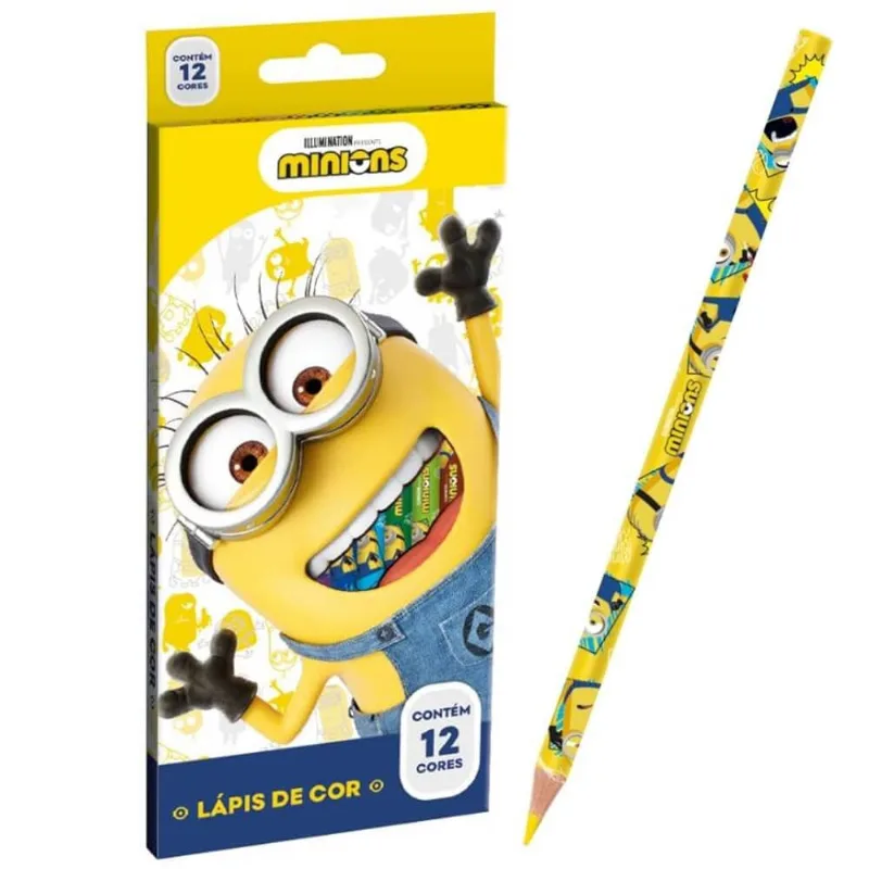Lapis de Cor Minions Hexagonal 12 Cores - Tris