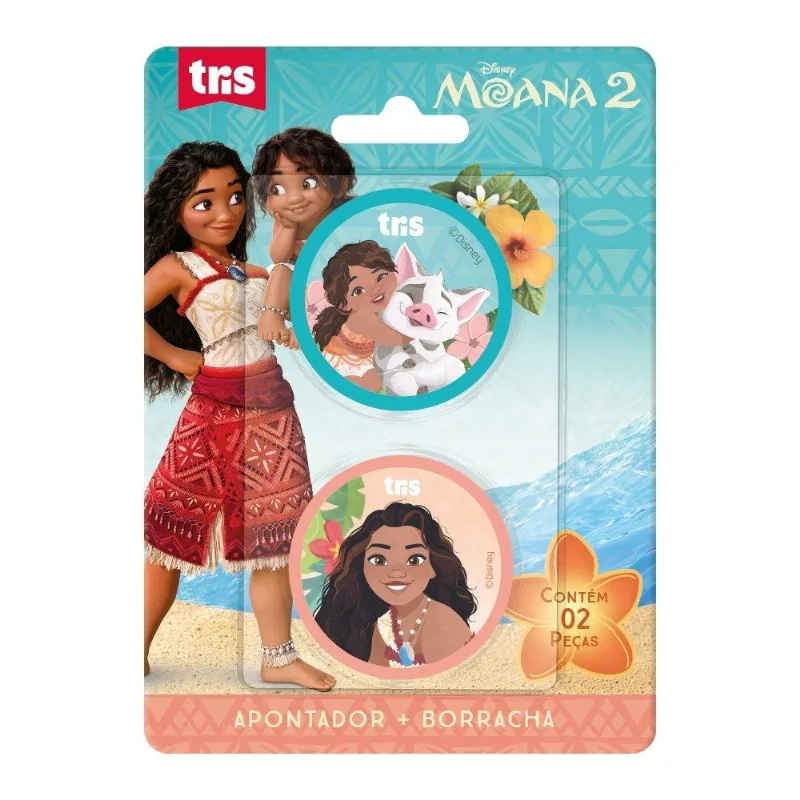 Apontador Tris Com Deposito + Borracha Moana