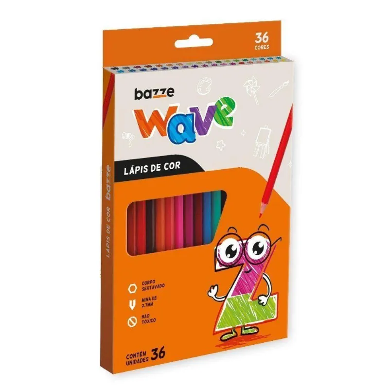 Lápis De Cor Wave - 36 Cores - Bazze 908568