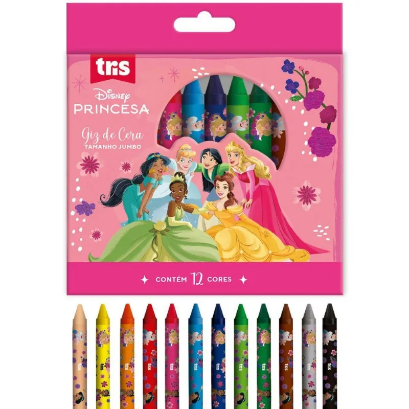Giz De Cera Jumbo Princesas Disney - 12 Cores - Tris