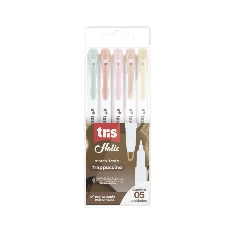 Marca-texto Frappuccino Holic c/ 5 Cores, Tris