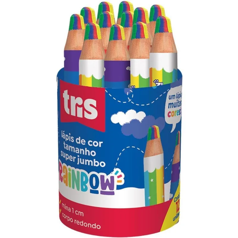 Lapis de COR Jumbo TRIS Rainbow Super 12 Cores POTE-12
